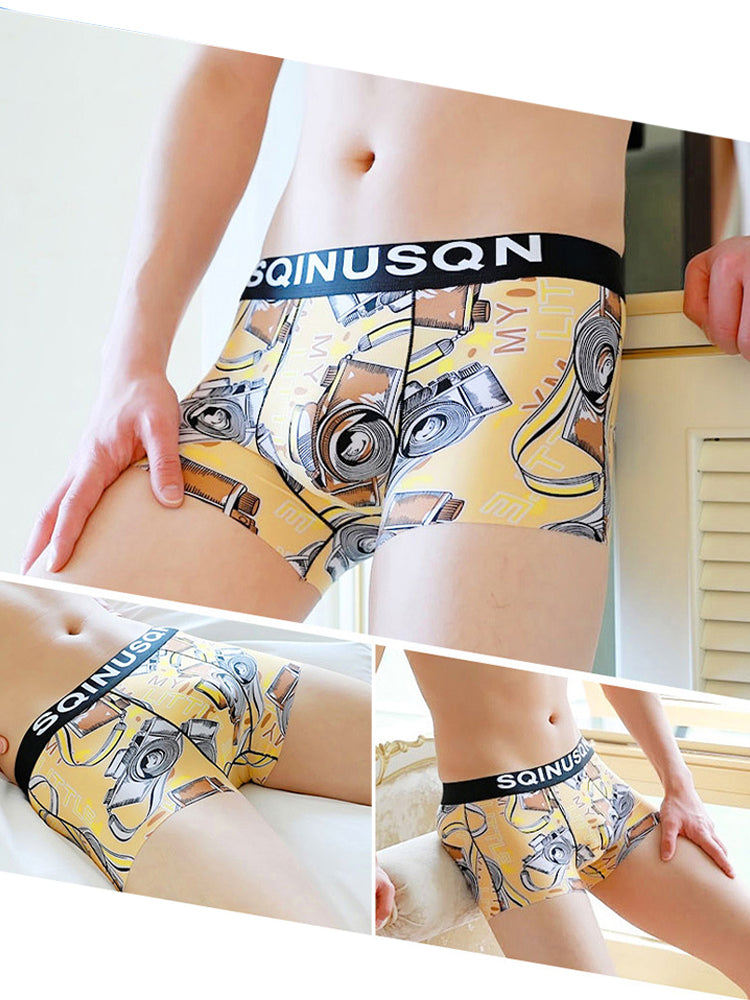4 Pack Men's Breathable Printed Comfy Waistband Stretch Trunks | dmunderwear detail image 7
