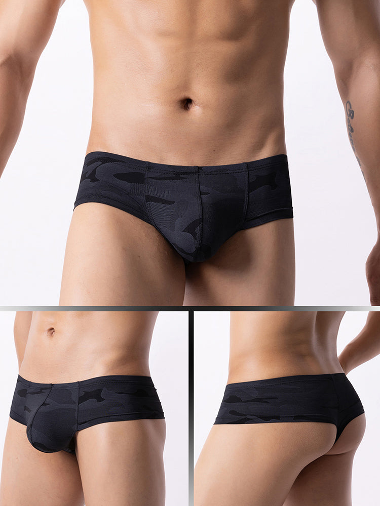 4 Pack Men's Breathable & Quick-Dry Printed U-Pouch Mesh T-Back Trunks | dmunderwear detail image 14