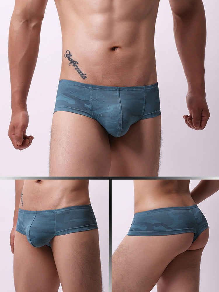 4 Pack Men's Breathable & Quick-Dry Printed U-Pouch Mesh T-Back Trunks | dmunderwear detail image 18