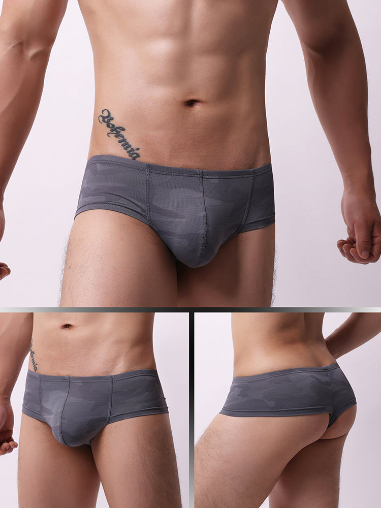 4 Pack Men's Breathable & Quick-Dry Printed U-Pouch Mesh T-Back Trunks | dmunderwear detail image 19
