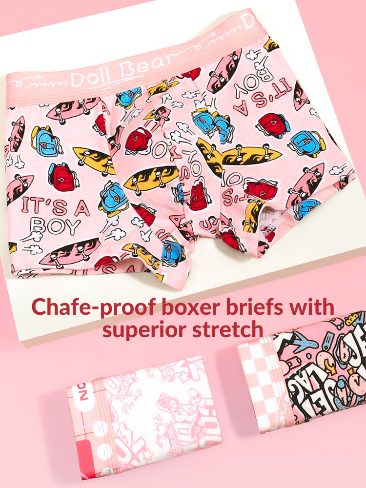 4 Pack Men's Cartoon Cotton Anti-Bacterial Boxer Briefs | dmunderwear detail image 11