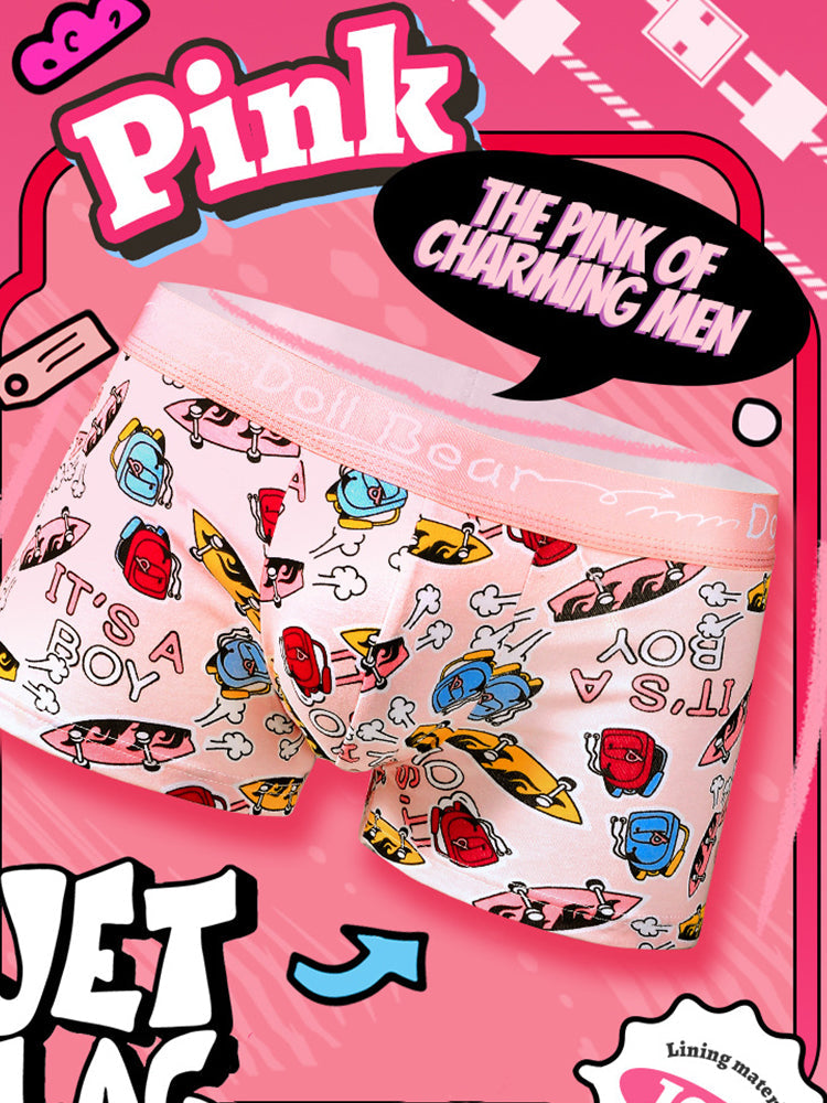 4 Pack Men's Cartoon Cotton Anti-Bacterial Boxer Briefs | dmunderwear detail image 13