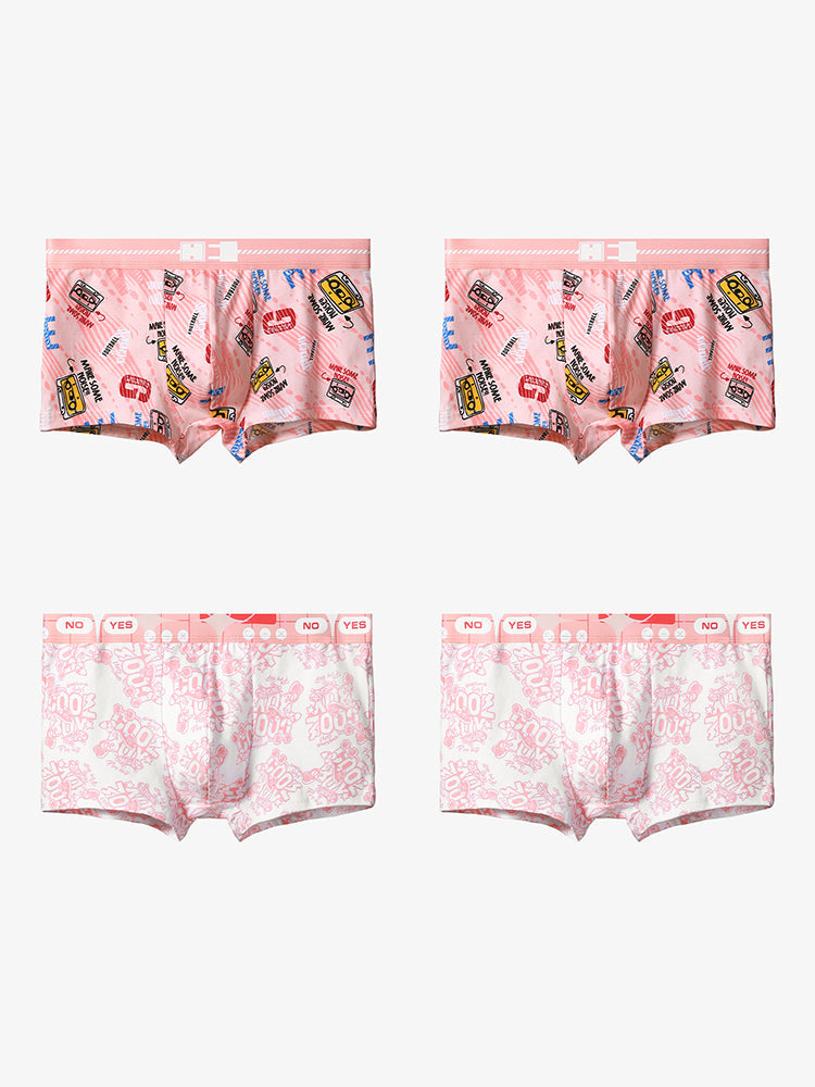 4 Pack Men's Cartoon Cotton Anti-Bacterial Boxer Briefs | dmunderwear detail image 14