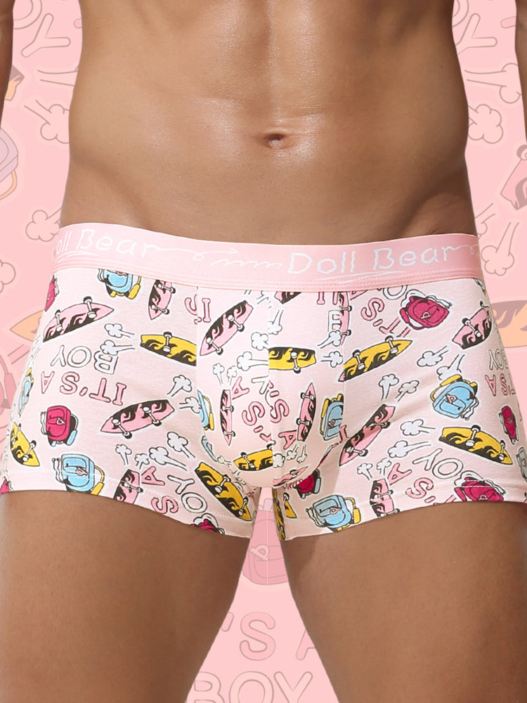 4 Pack Men's Cartoon Cotton Anti-Bacterial Boxer Briefs | dmunderwear detail image 3