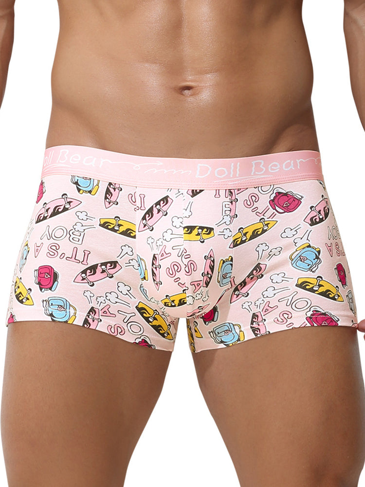 4 Pack Men's Cartoon Cotton Anti-Bacterial Boxer Briefs | dmunderwear detail image 5