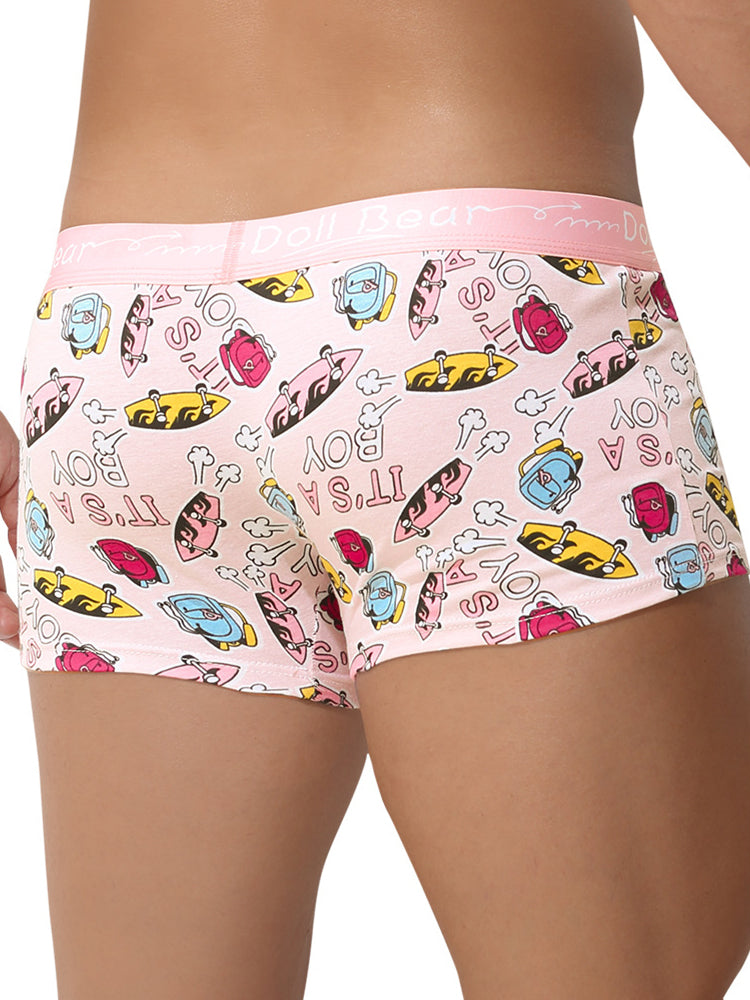 4 Pack Men's Cartoon Cotton Anti-Bacterial Boxer Briefs | dmunderwear detail image 6