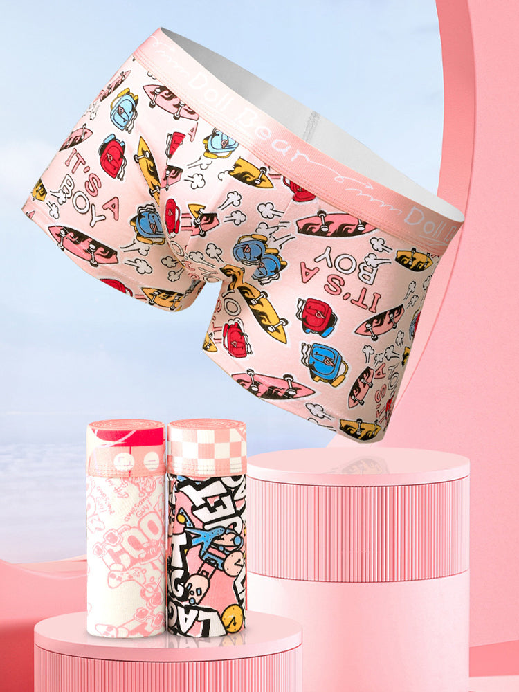 4 Pack Men's Cartoon Cotton Anti-Bacterial Boxer Briefs | dmunderwear detail image 7