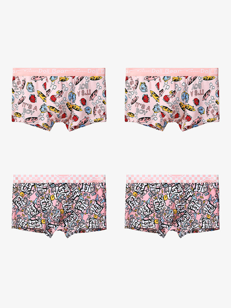 4 Pack Men's Cartoon Cotton Anti-Bacterial Boxer Briefs | dmunderwear detail image 8
