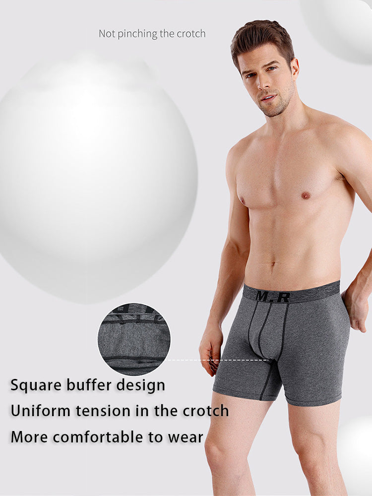 4 Pack Men's Comfortable Cotton Anti-Chafing High Elasticity Sports Boxer Briefs | dmunderwear