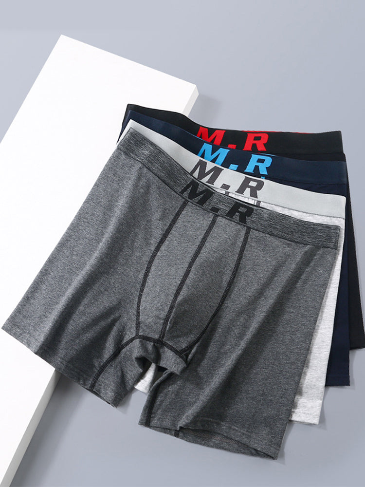 4 Pack Men's Comfortable Cotton Anti-Chafing High Elasticity Sports Boxer Briefs | dmunderwear detail image 16