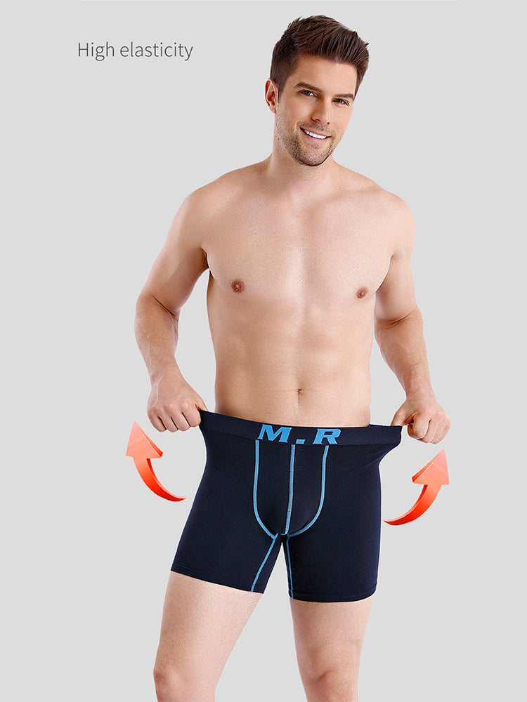 4 Pack Men's Comfortable Cotton Anti-Chafing High Elasticity Sports Boxer Briefs | dmunderwear detail image 4