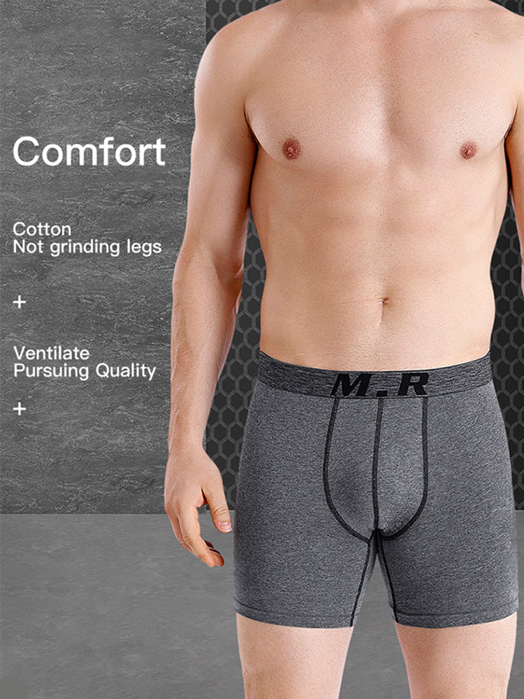 4 Pack Men's Comfortable Cotton Anti-Chafing High Elasticity Sports Boxer Briefs | dmunderwear detail image 5
