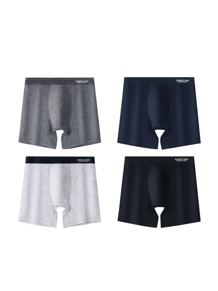 4 Pack Men's Comfortable Cotton Anti-Chafing High Elasticity Sports Boxer Briefs | dmunderwear detail image 8