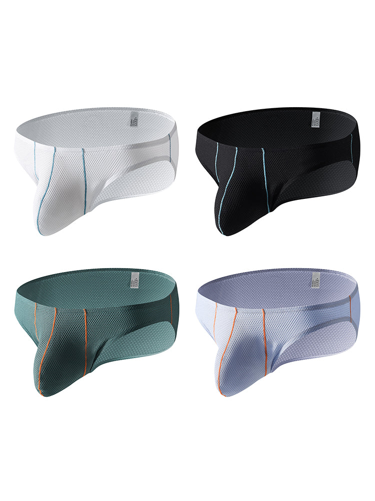 4 Pack Men's Low-Rise Textured Solid Briefs with Enhanced Pouch | dmunderwear detail image 12