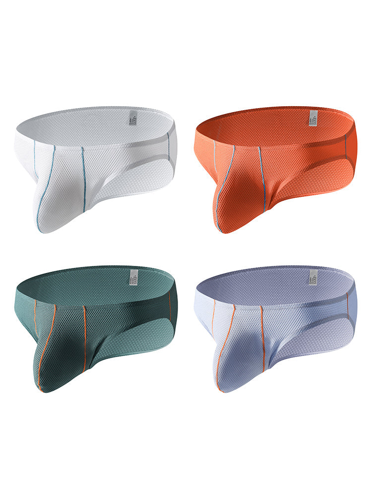 4 Pack Men's Low-Rise Textured Solid Briefs with Enhanced Pouch | dmunderwear detail image 14
