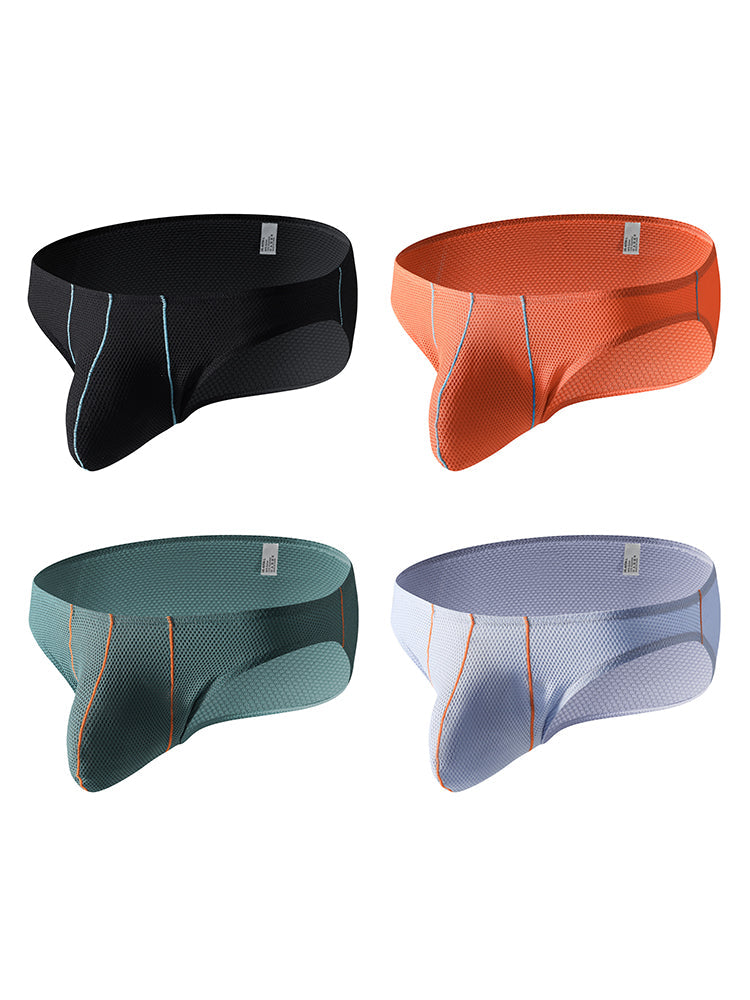 4 Pack Men's Low-Rise Textured Solid Briefs with Enhanced Pouch | dmunderwear detail image 15