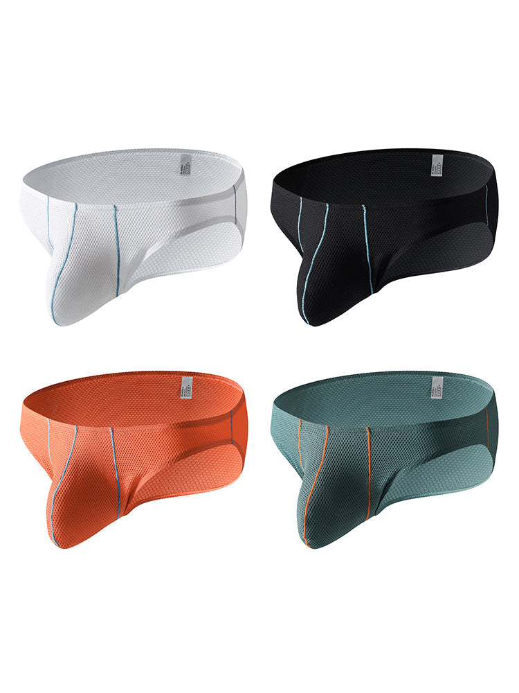 4 Pack Men's Low-Rise Textured Solid Briefs with Enhanced Pouch | dmunderwear detail image 2