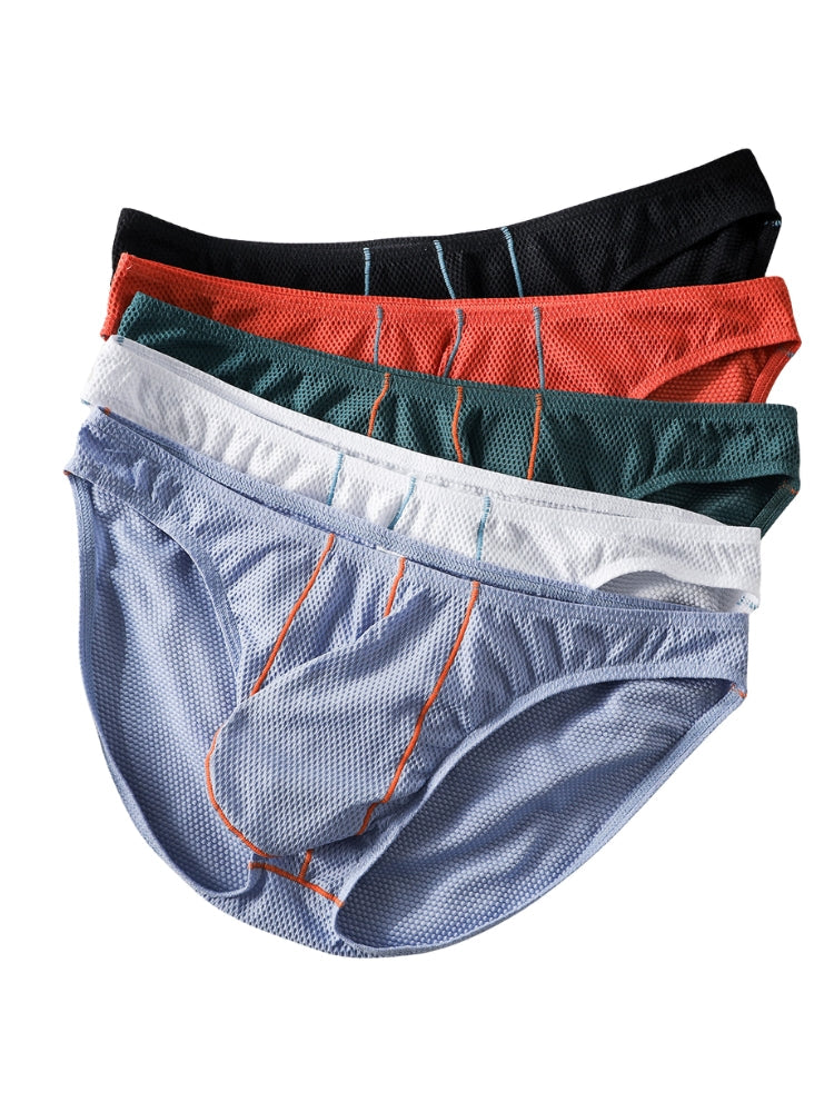 4 Pack Men's Low-Rise Textured Solid Briefs with Enhanced Pouch | dmunderwear detail image 6