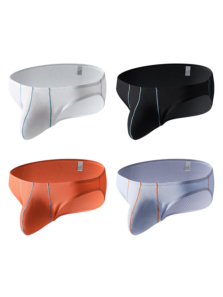 4 Pack Men's Low-Rise Textured Solid Briefs with Enhanced Pouch | dmunderwear detail image 7
