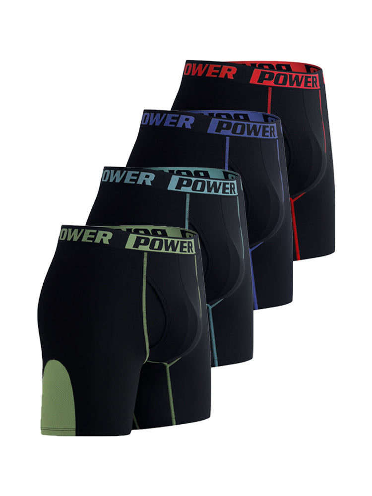 4 Pack Men's Comfy Waistband Workout Ready All-Season Boxer Briefs | dmunderwear detail image 12