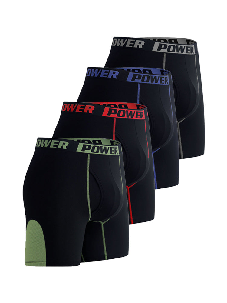 4 Pack Men's Comfy Waistband Workout Ready All-Season Boxer Briefs | dmunderwear detail image 17