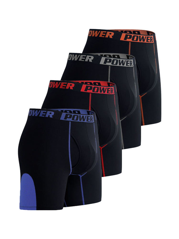 4 Pack Men's Comfy Waistband Workout Ready All-Season Boxer Briefs | dmunderwear detail image 2