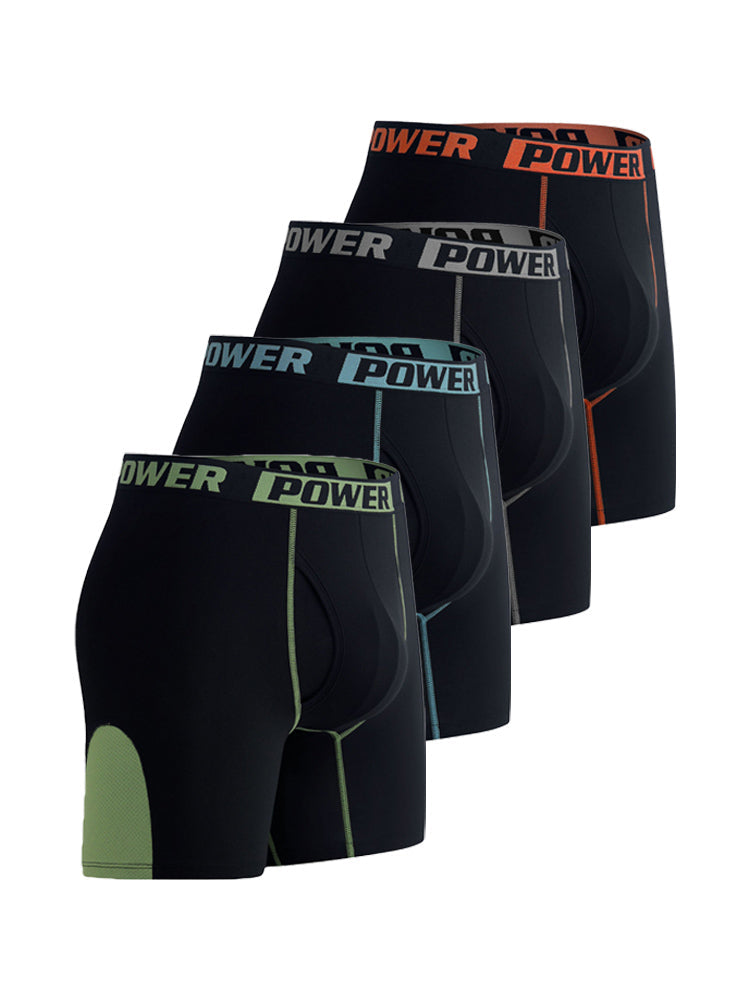 4 Pack Men's Comfy Waistband Workout Ready All-Season Boxer Briefs | dmunderwear detail image 7