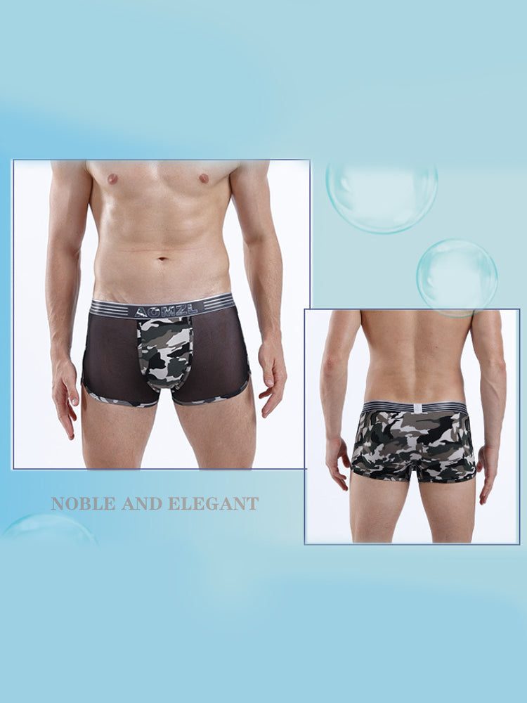 4-pack Men's Cotton Seamless Mesh Breathable Boxer Briefs | dmunderwear detail image 10