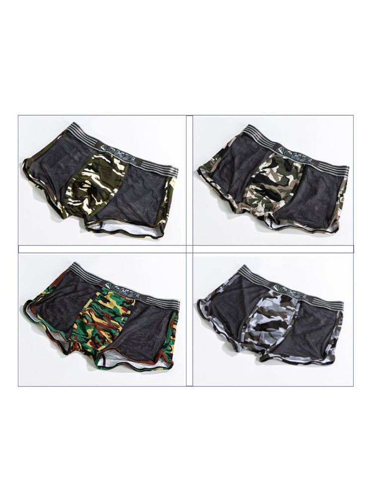 4-pack Men's Cotton Seamless Mesh Breathable Boxer Briefs | dmunderwear detail image 13