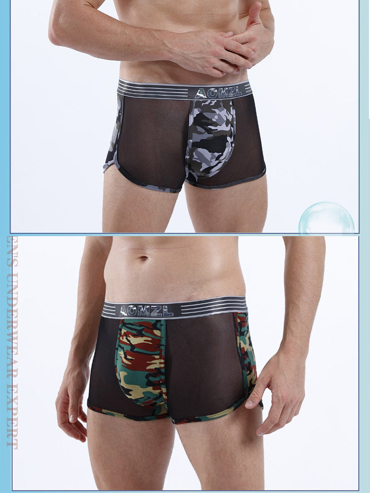 4-pack Men's Cotton Seamless Mesh Breathable Boxer Briefs | dmunderwear detail image 15