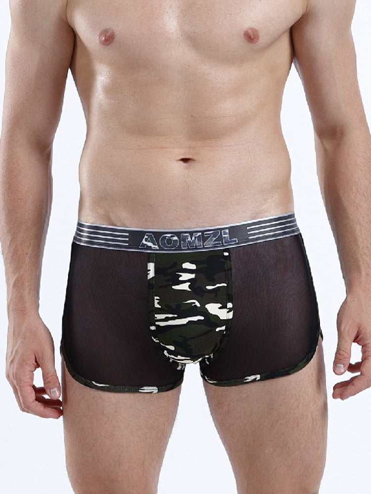 4-pack Men's Cotton Seamless Mesh Breathable Boxer Briefs | dmunderwear detail image 3