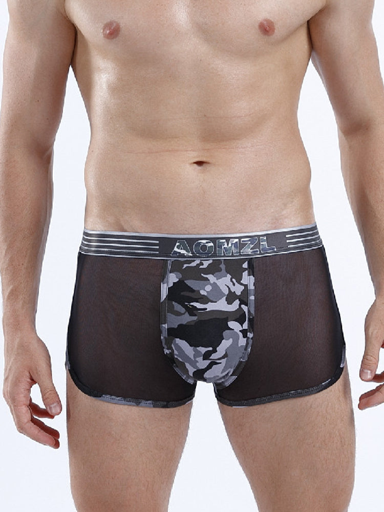 4-pack Men's Cotton Seamless Mesh Breathable Boxer Briefs | dmunderwear detail image 5