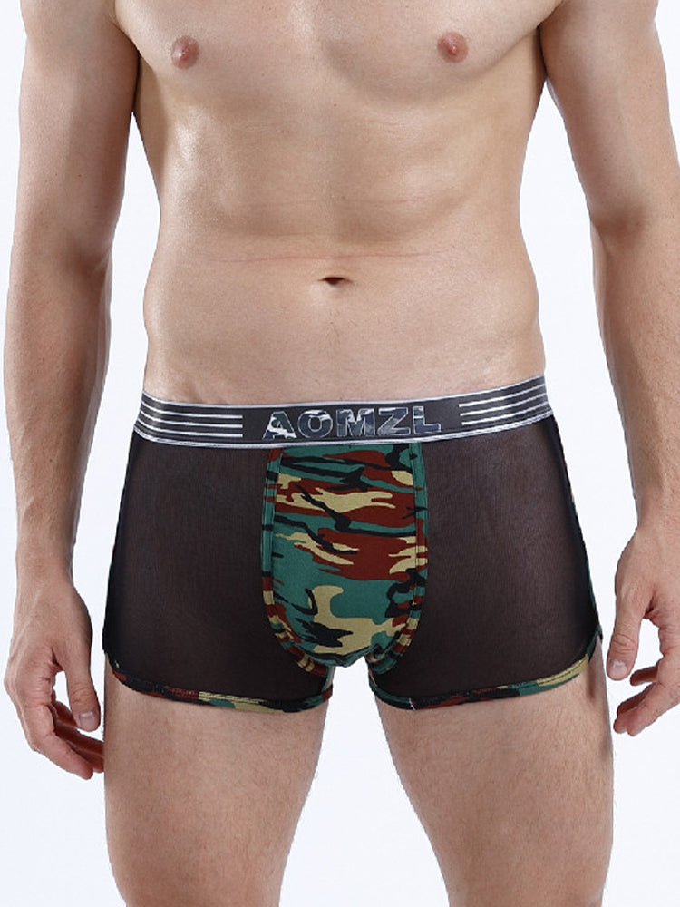 4-pack Men's Cotton Seamless Mesh Breathable Boxer Briefs | dmunderwear detail image 8