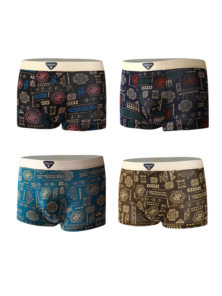 4 Pack Men's Ice Silk Antibacterial Breathable Seamless Comfort Trunks | dmunderwear detail image 2