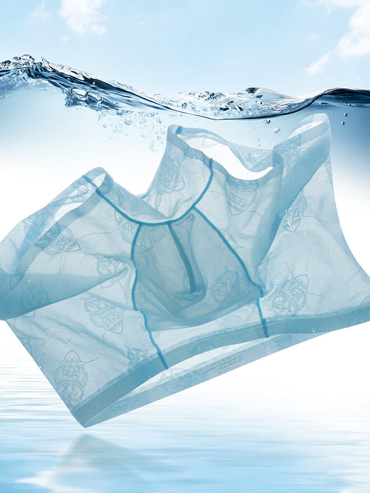4 Pack Men's Ice Silk Antibacterial Mid-Rise Seamless Comfort Trunks | dmunderwear detail image 13