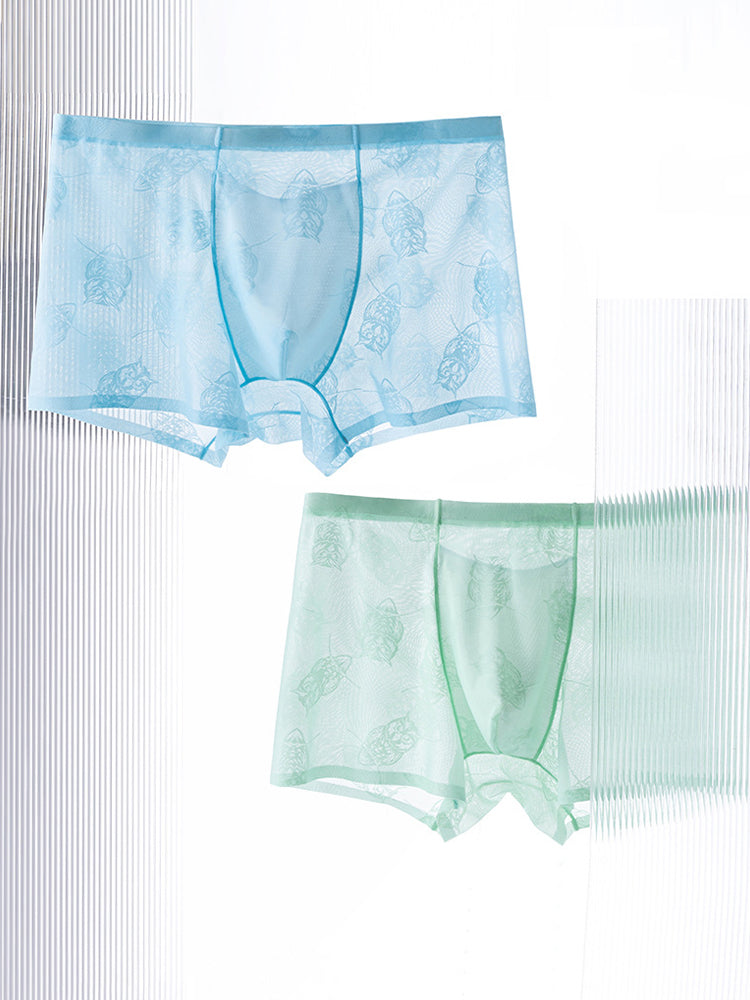 4 Pack Men's Ice Silk Antibacterial Mid-Rise Seamless Comfort Trunks | dmunderwear detail image 19