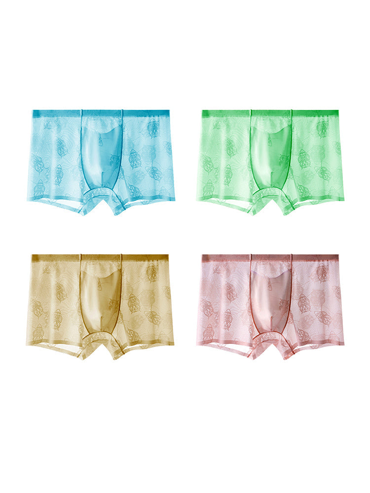 4 Pack Men's Ice Silk Antibacterial Mid-Rise Seamless Comfort Trunks | dmunderwear detail image 20