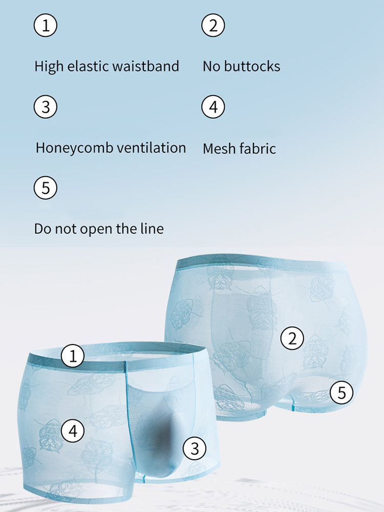4 Pack Men's Ice Silk Antibacterial Mid-Rise Seamless Comfort Trunks | dmunderwear detail image 6