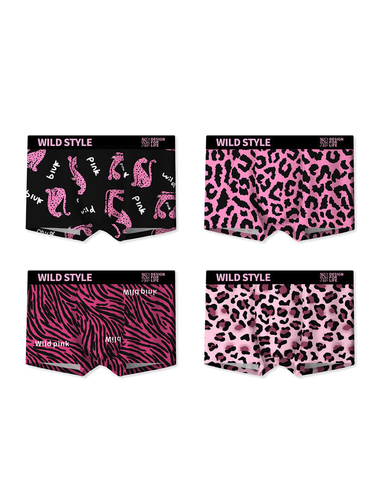4 Pack Men's Ice Silk Bold Prints Anti-Chafing Stretch Fit Trunks | dmunderwear detail image 2