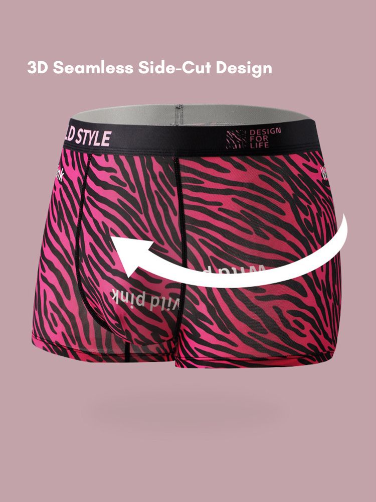4 Pack Men's Ice Silk Bold Prints Anti-Chafing Stretch Fit Trunks | dmunderwear detail image 5