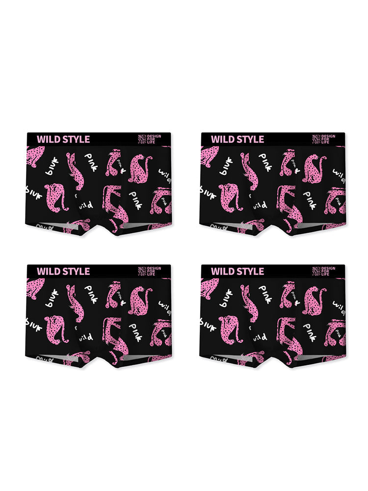 4 Pack Men's Ice Silk Bold Prints Anti-Chafing Stretch Fit Trunks | dmunderwear detail image 8