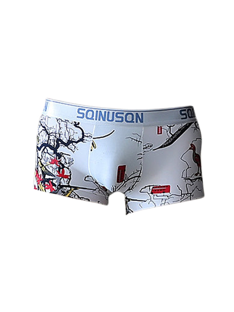 4 Pack Men's Ice Silk Bold Prints Lightweight & Airy Mid-Rise Trunks | dmunderwear