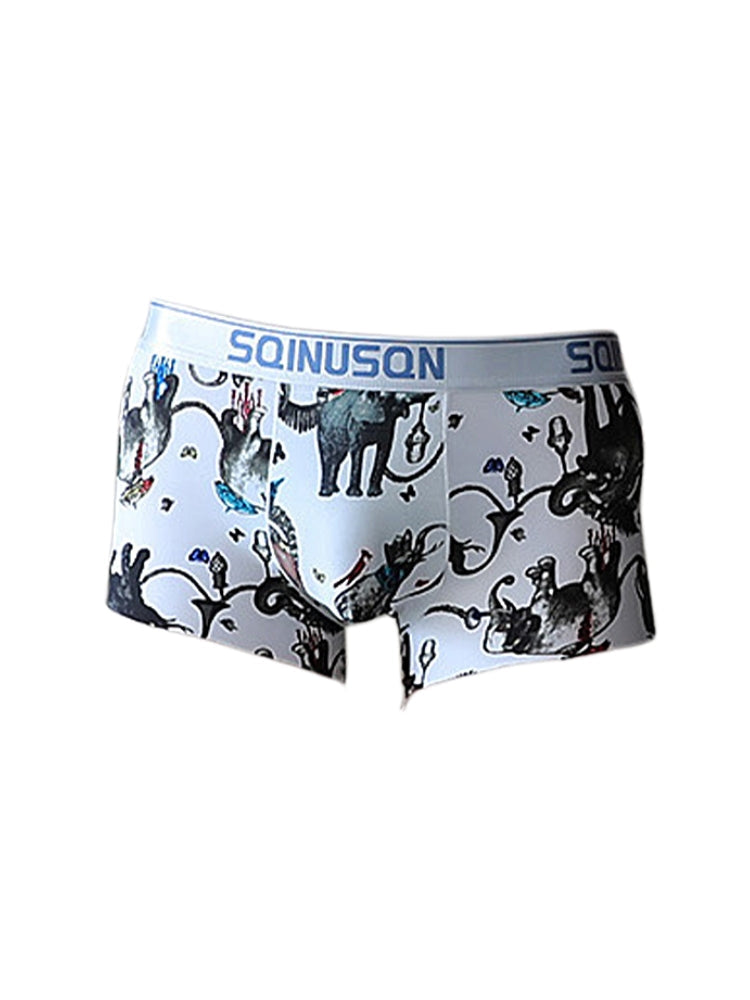 4 Pack Men's Ice Silk Bold Prints Lightweight & Airy Mid-Rise Trunks | dmunderwear detail image 10