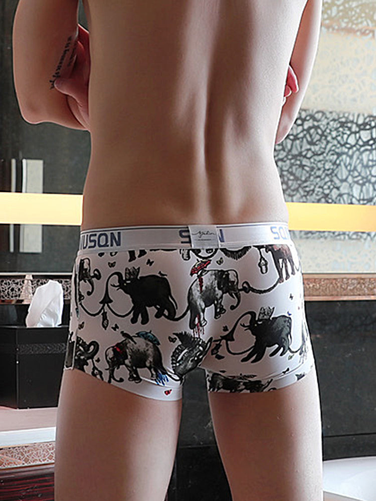 4 Pack Men's Ice Silk Bold Prints Lightweight & Airy Mid-Rise Trunks | dmunderwear detail image 13
