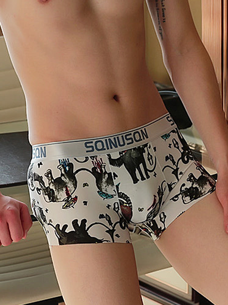 4 Pack Men's Ice Silk Bold Prints Lightweight & Airy Mid-Rise Trunks | dmunderwear detail image 14
