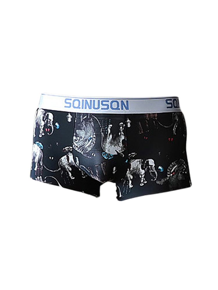 4 Pack Men's Ice Silk Bold Prints Lightweight & Airy Mid-Rise Trunks | dmunderwear detail image 6