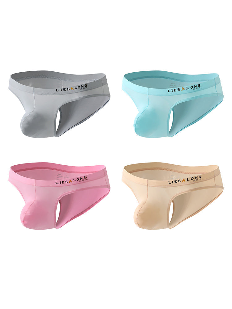 4 Pack Men's Ice Silk Low-Rise Big Pouch Sexy Comfortable Bikini | dmunderwear detail image 14
