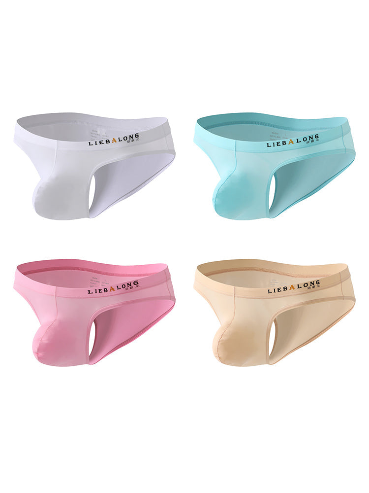 4 Pack Men's Ice Silk Low-Rise Big Pouch Sexy Comfortable Bikini | dmunderwear detail image 20