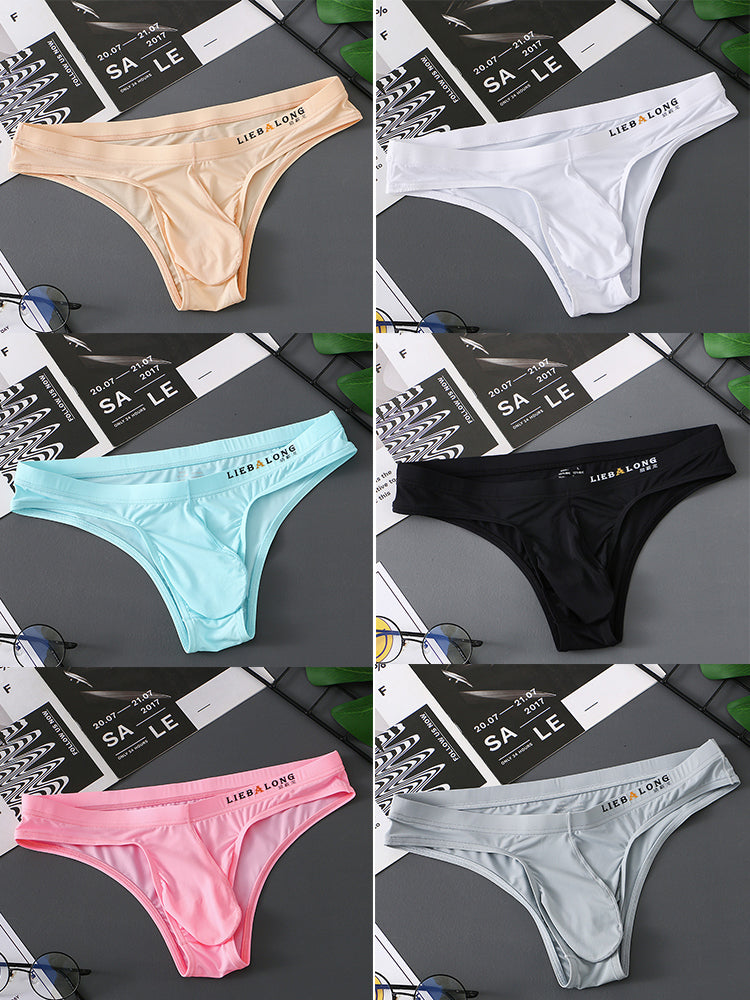 4 Pack Men's Ice Silk Low-Rise Big Pouch Sexy Comfortable Bikini | dmunderwear detail image 7