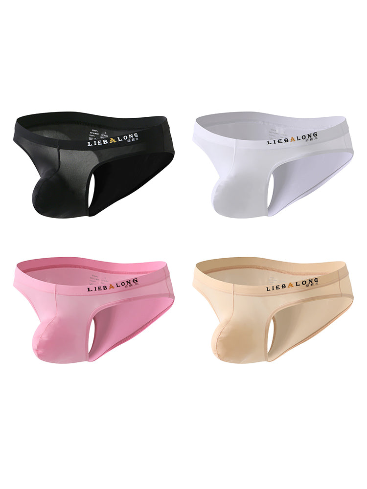 4 Pack Men's Ice Silk Low-Rise Big Pouch Sexy Comfortable Bikini | dmunderwear detail image 8